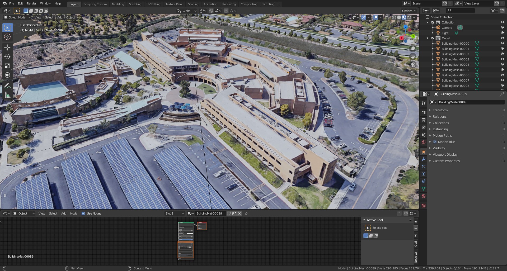 Blender Screenshot with a School 3D Model
