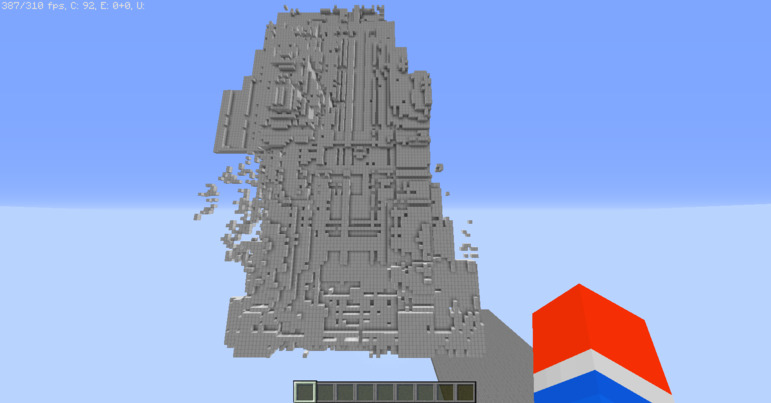 Minecraft Screenshot of jumbled iron blocks